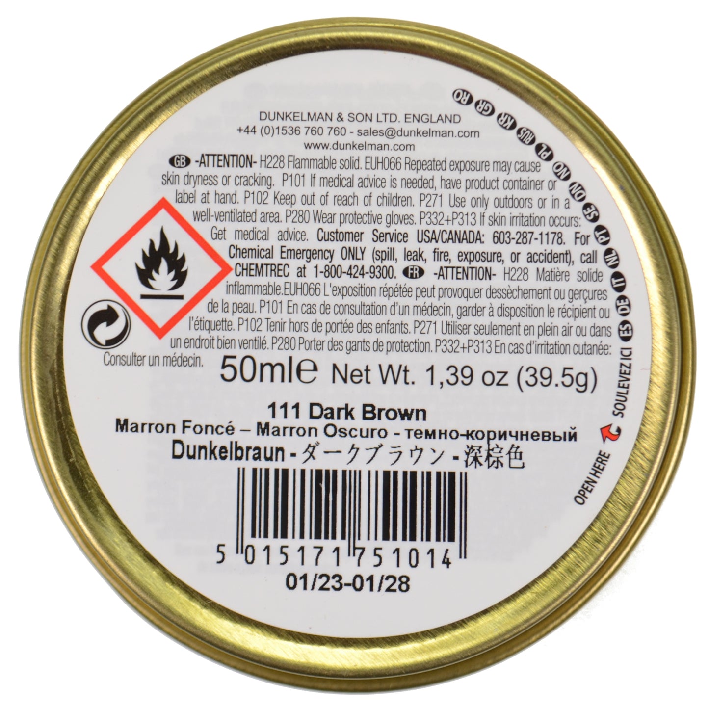 Dasco Wax Shoe Polish - Dark Brown No. 111