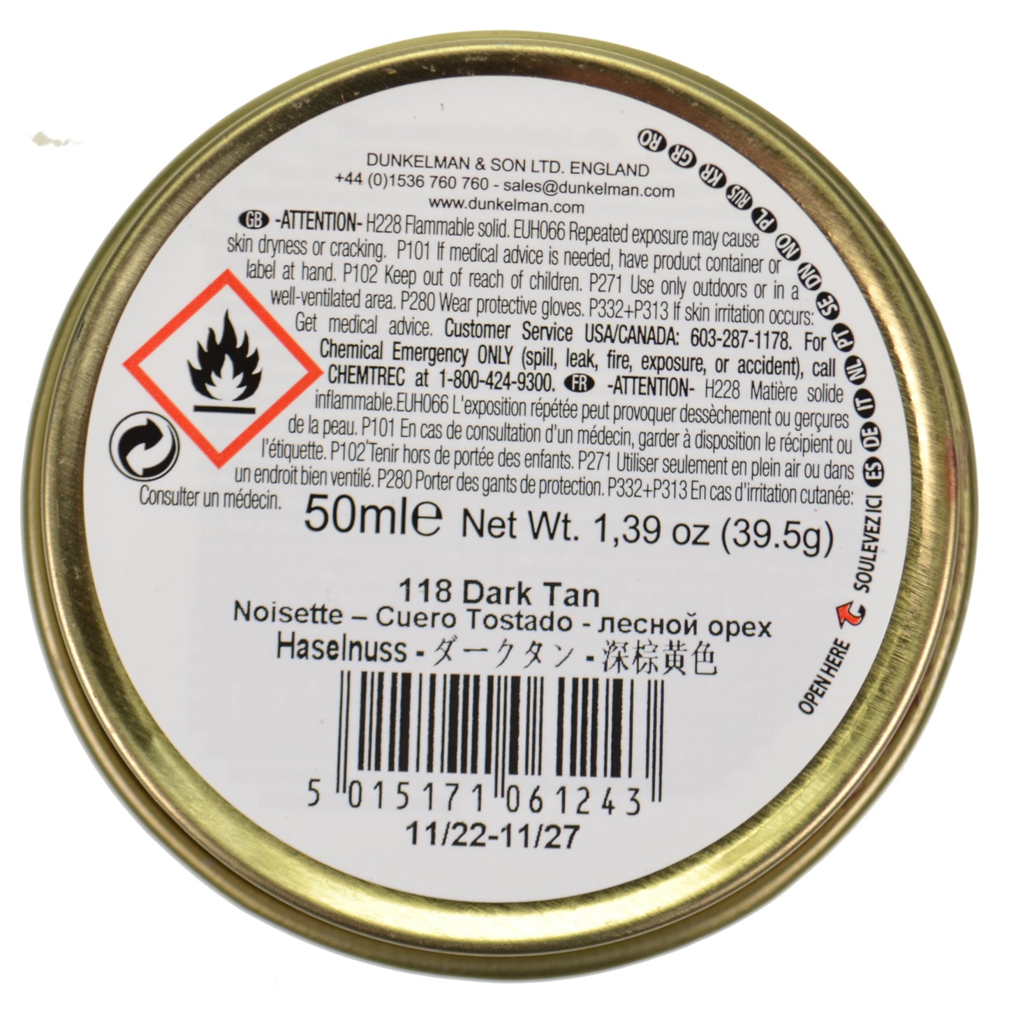 Dasco Wax Shoe Polish - Dark Tan No. 118