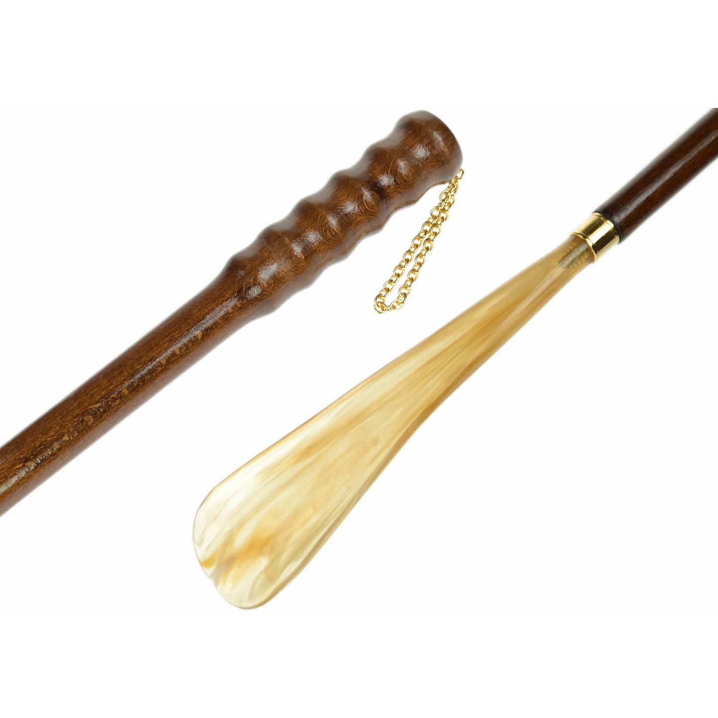 Long Wood Knurled Handle Shoe Horn - 56cm