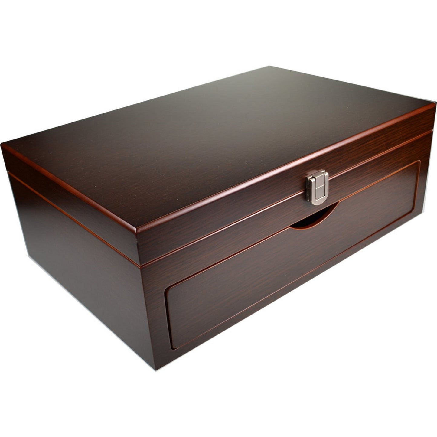Valet Box - Dark Kassod Wood with Leather Lined Drawer
