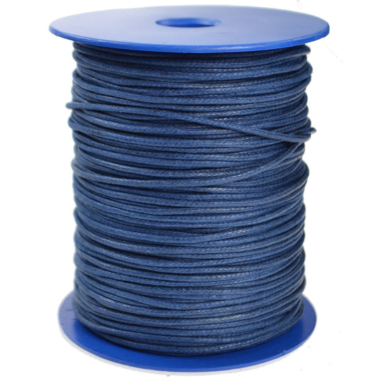 Round Wax Cotton Shoe Laces - Blue (per metre)