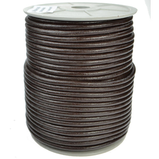 Round Leather Shoe Laces - Polished Dark Brown 4mm