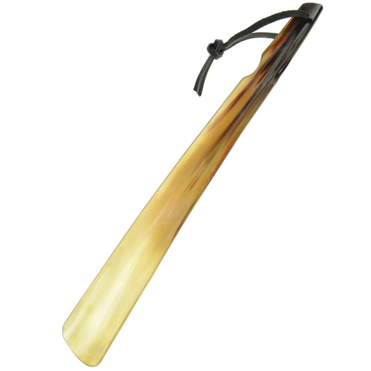 z 15", 38cm long - Flat Handcrafted Real Horn Shoe Horn