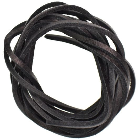 120cm Leather Shoe Laces - Black - 3mm