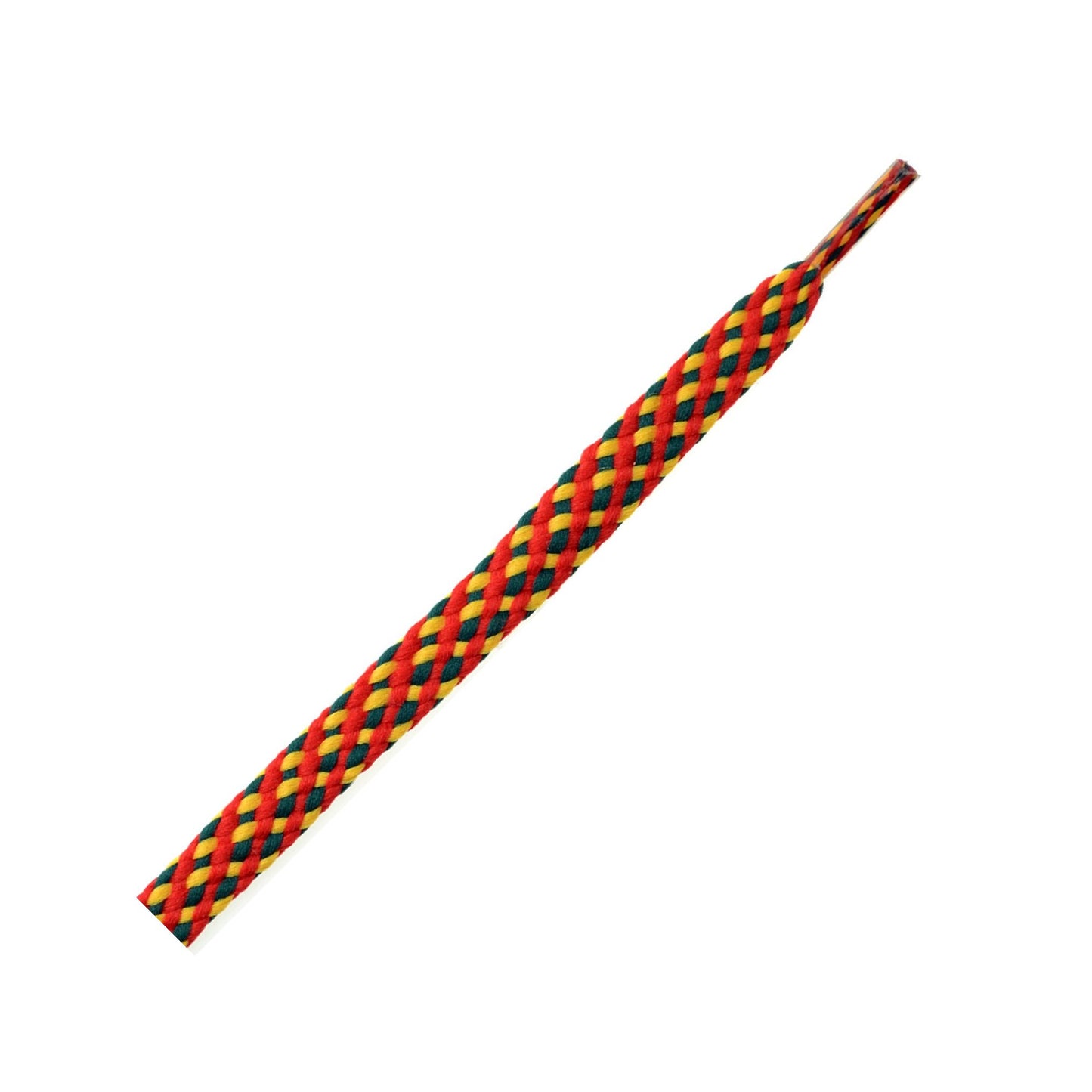 140cm Flat Shoe Laces - Red, green, yellow weave