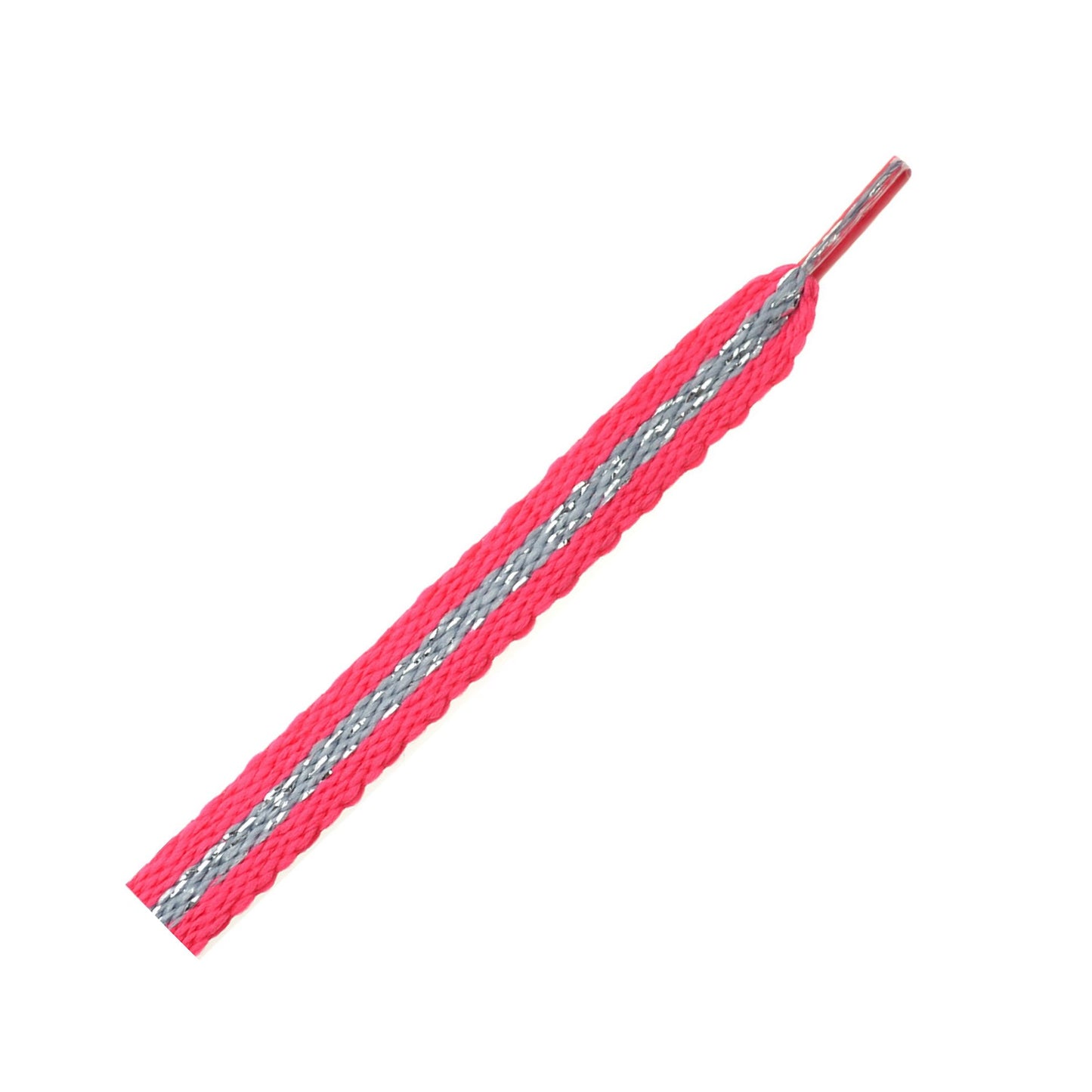 114cm Fashion Shoe Laces - Pink with a silver stripe
