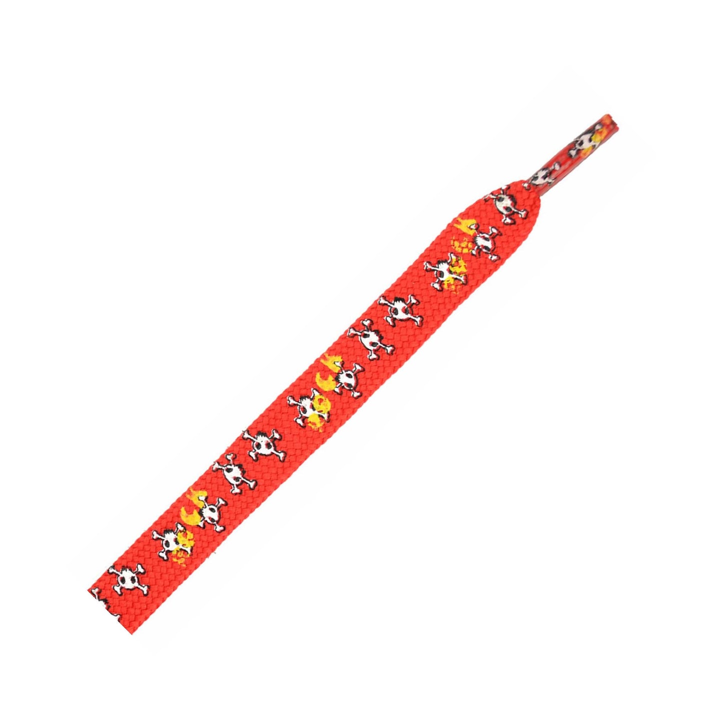 110cm flat Shoe Laces - red with skulls