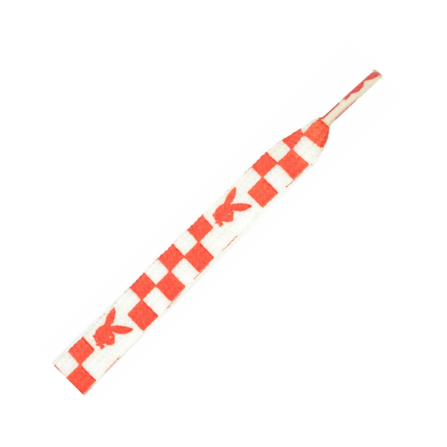 110cm flat Shoe Laces - Red & white with bunny
