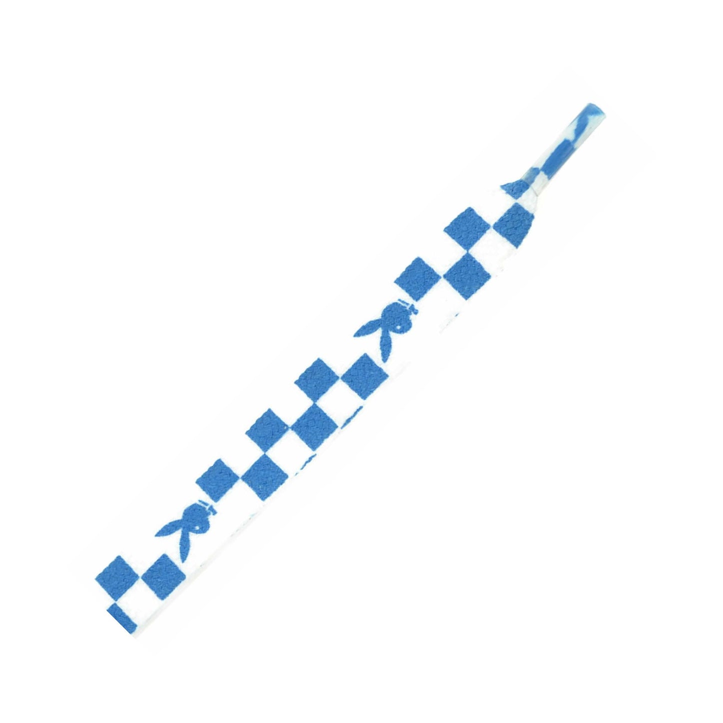 110cm flat Shoe Laces - Blue & white with bunny