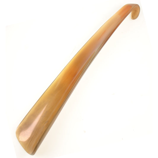 Clearance item - 9" long - Flat Handcrafted Real Horn Shoe Horn with Hooked Handle