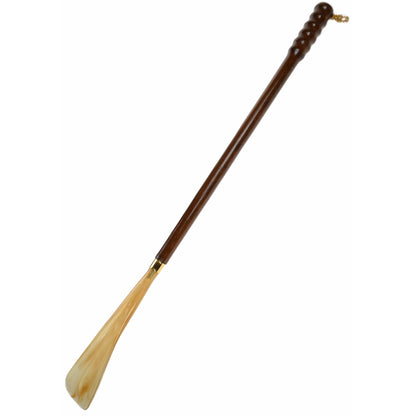 Long Wood Knurled Handle Shoe Horn - 56cm