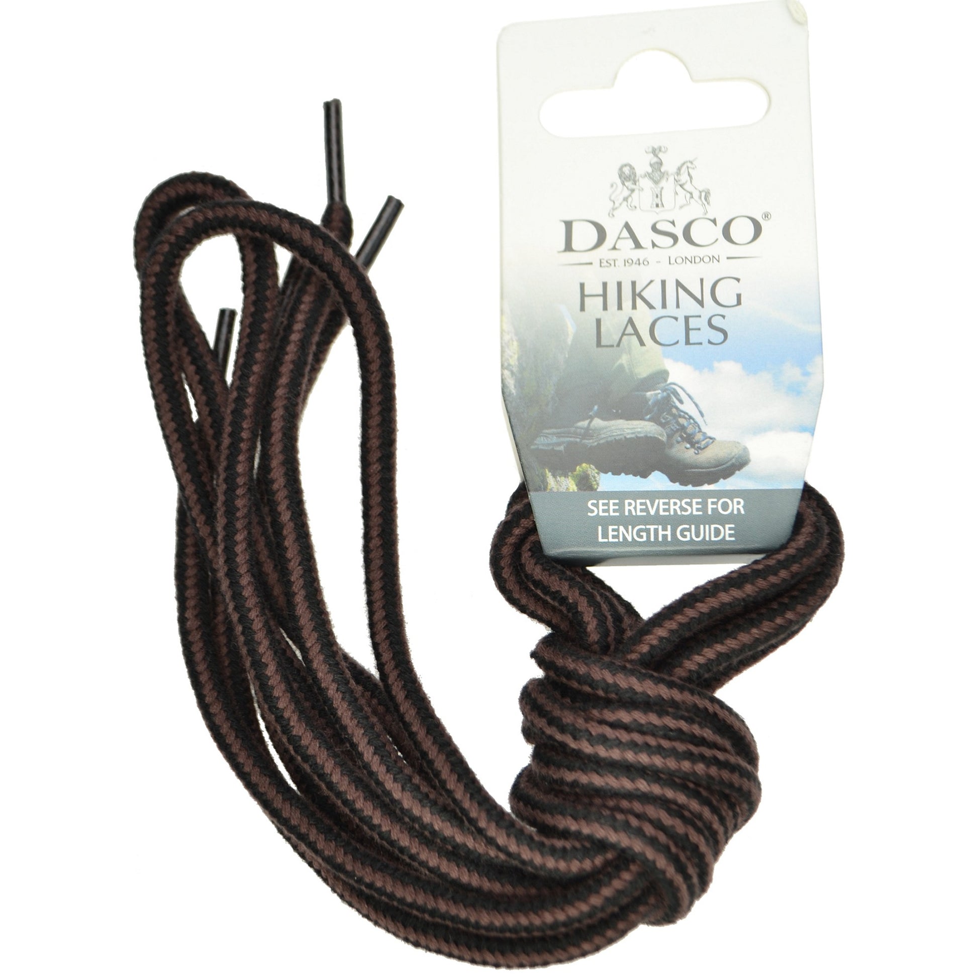 140cm Dasco Cord Hiking Shoe Laces Black Brown pair