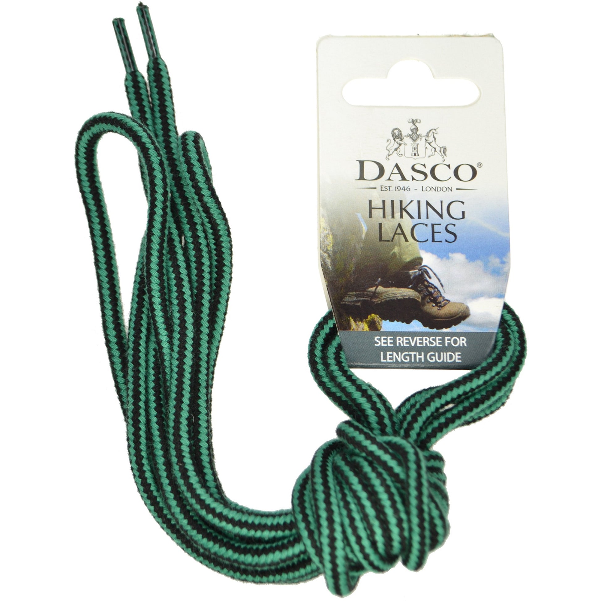 140cm Dasco Cord Hiking Shoe Laces Green Black pair
