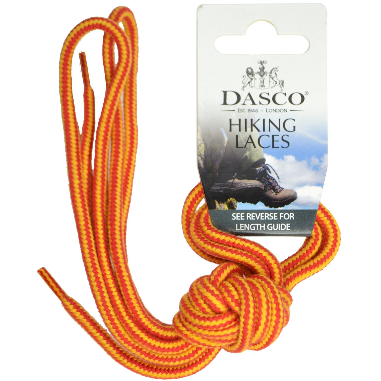 140cm Dasco Cord Hiking and Walking Boot Shoe Laces - Yellow & Red