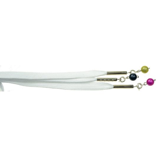 120cm Flat glitzy white Shoe Laces - with dangly bits!