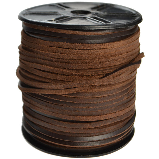 Square Cut Leather Lace  - Medium Brown