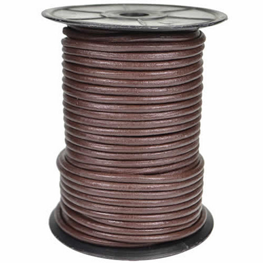 Round Leather Shoe Laces - Polished Brown 4mm