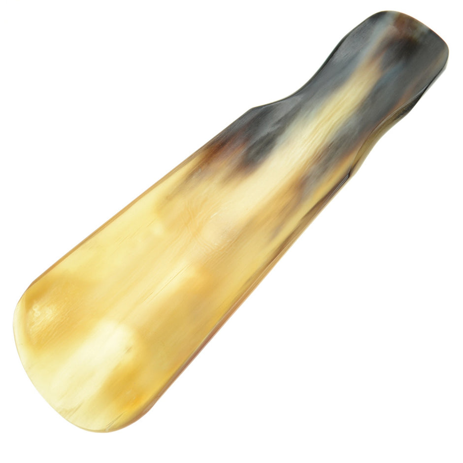 Chausse-Pied Plat 18cm En Véritable Corne De Vache - Fabriqué à La Main Avec Lanière En Cuir