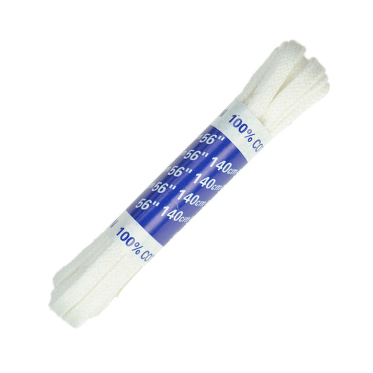 140cm Flat Shoe Laces - White 5mm
