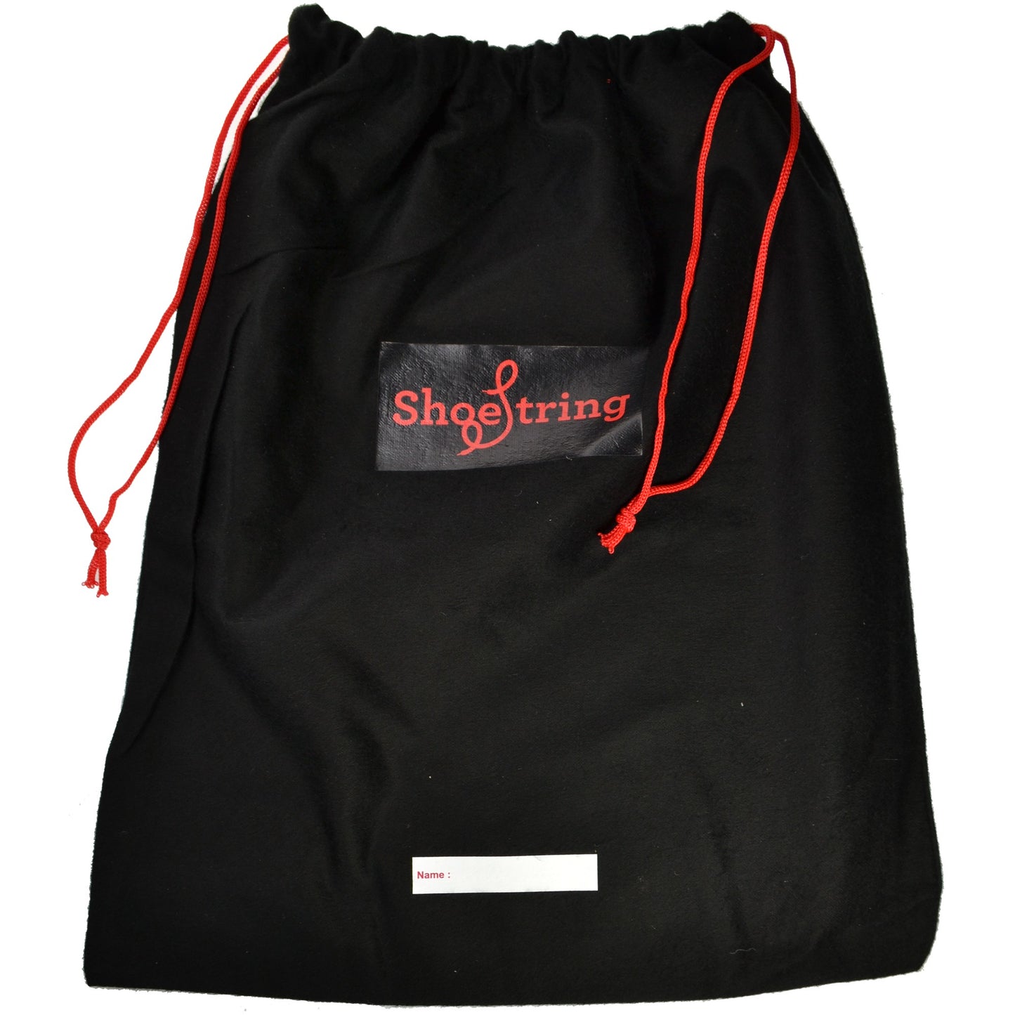 Shoe bag - black cotton with a drawer string 40 x 34cm