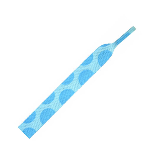 115cm Flat Ribbon Shoe Laces - Blue with Blue Spots